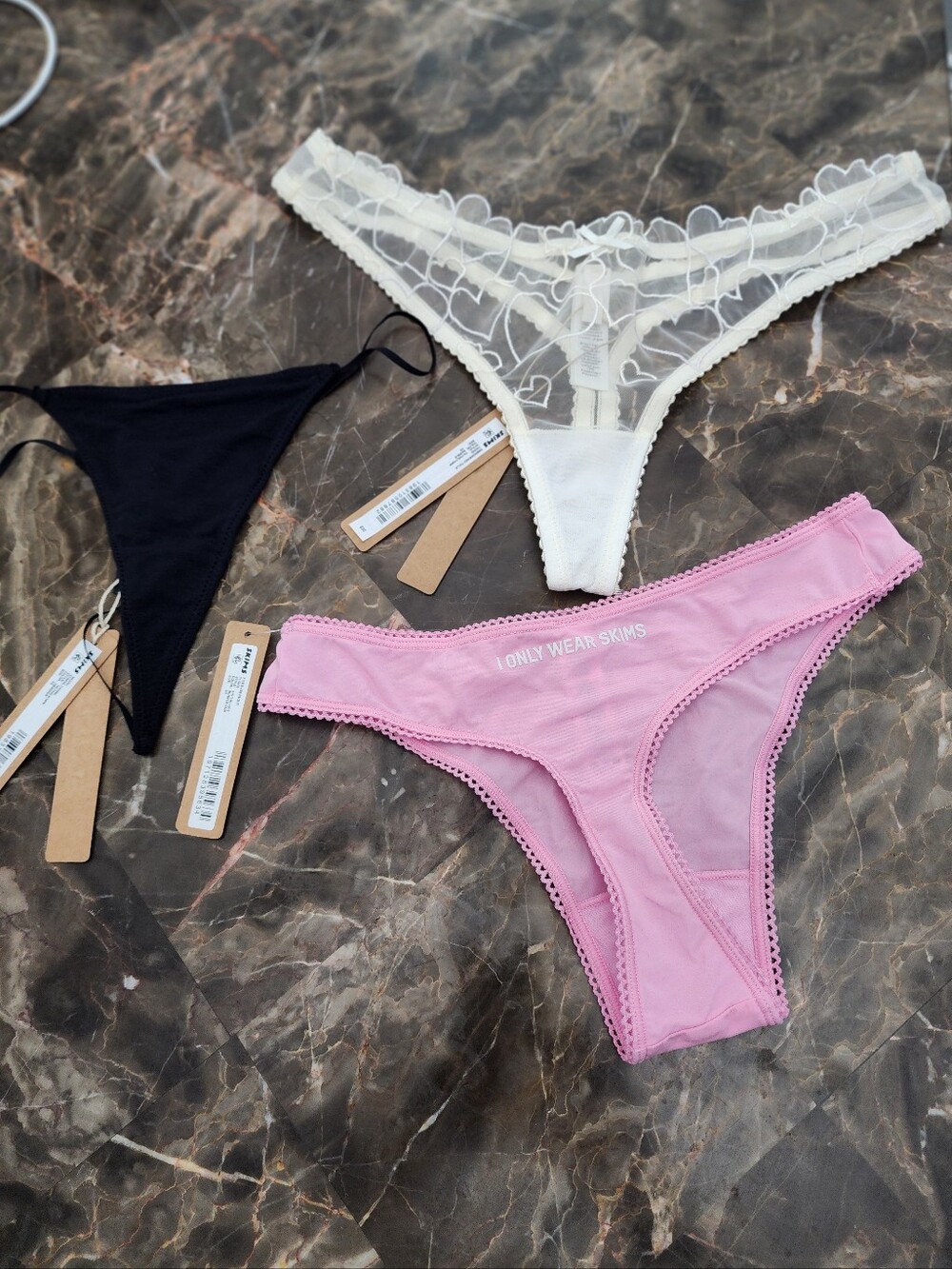 SKIMS NWT Size XS Thong Panty 3 Piece BUNDLE